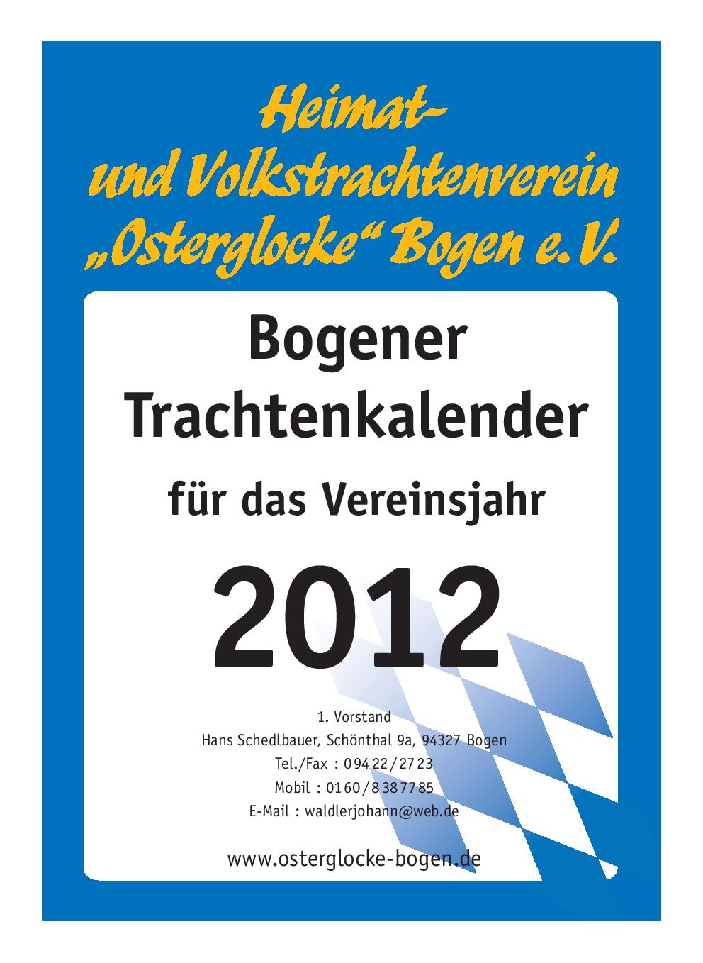 Bogener Trachtenkalender 2012 (Deckblatt)