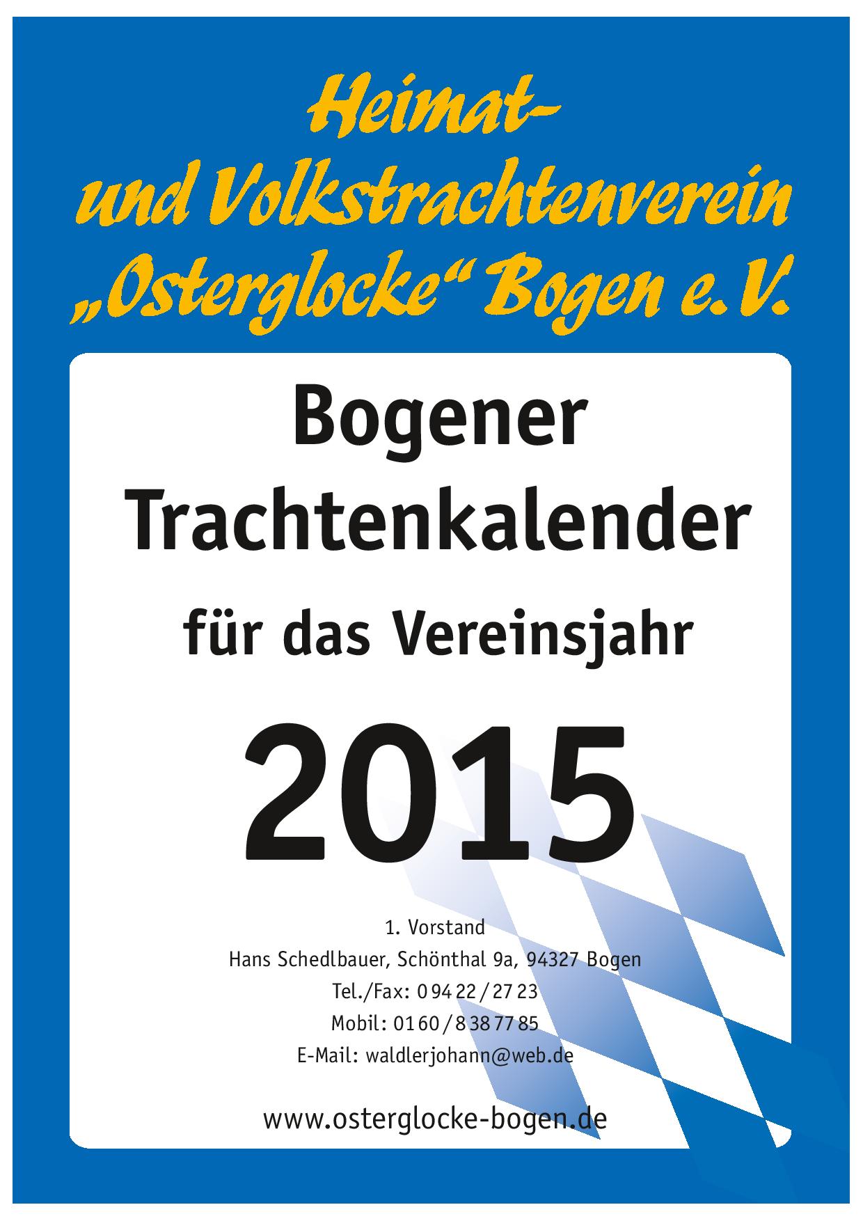 Bogener Trachtenkalender 2015 (Deckblatt)