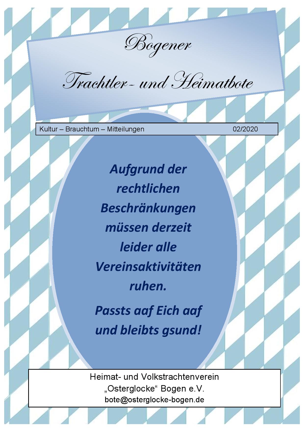 Bogener Trachtler- und Heimatbote 02/2020 (Deckblatt)